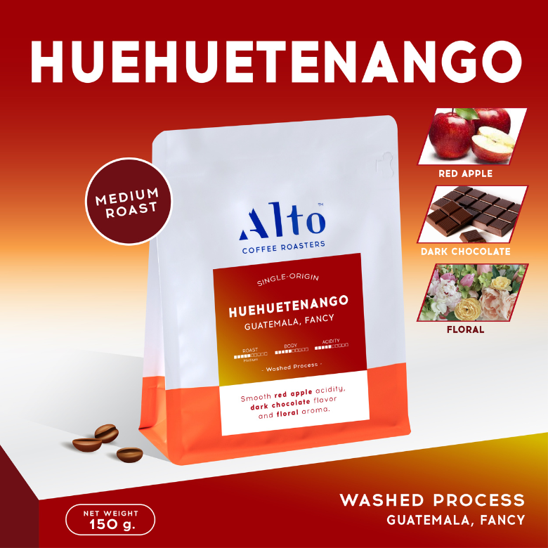 เมล็ดกาแฟ คั่วกลาง Huehuetenango, Guatemala กัวเตมาลา (150g)