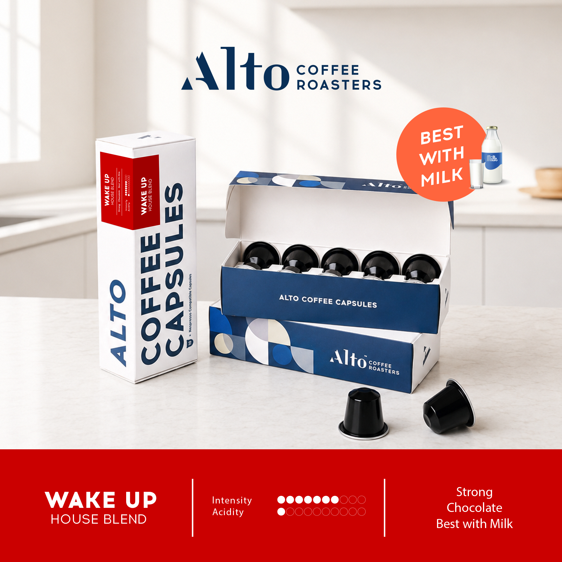 กาแฟแคปซูล Coffee Capsules (for Nespresso) - Wake Up House Blend